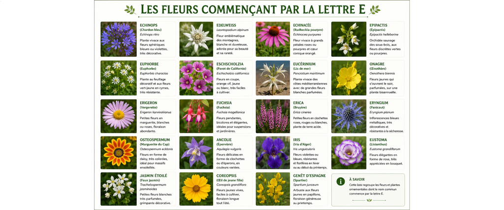 Les fleurs commençant par la lettre E