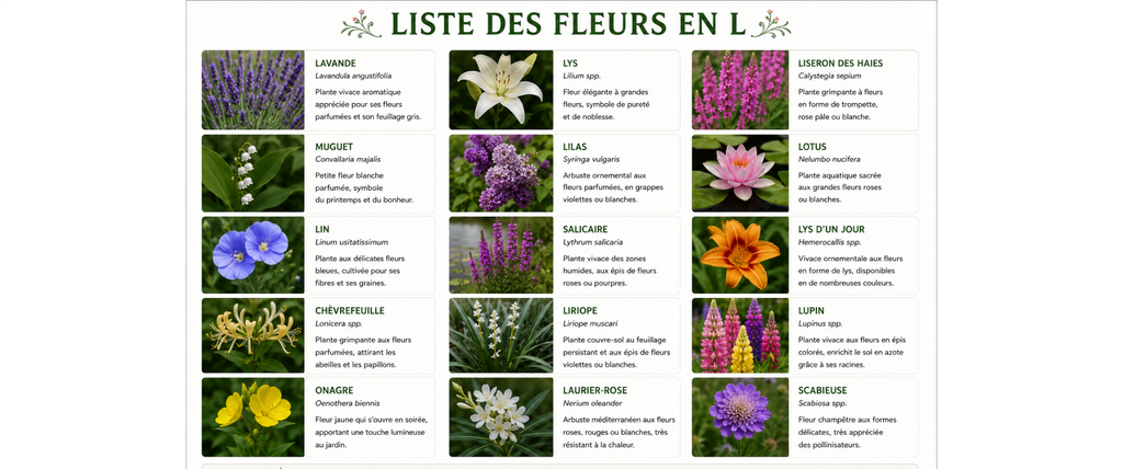 Fleurs en L la liste complète des fleurs avec photos