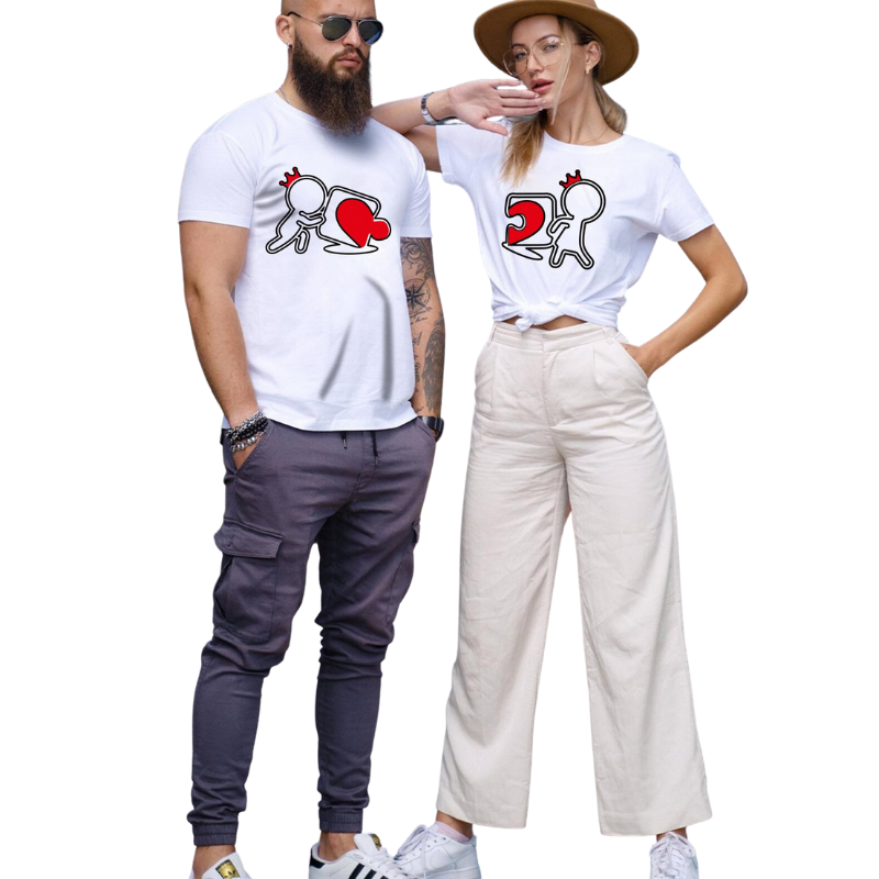 T-shirt Couple Moitié Cœur