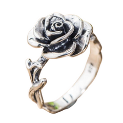 Bague en Forme de Rose Argent Royaume Eternel