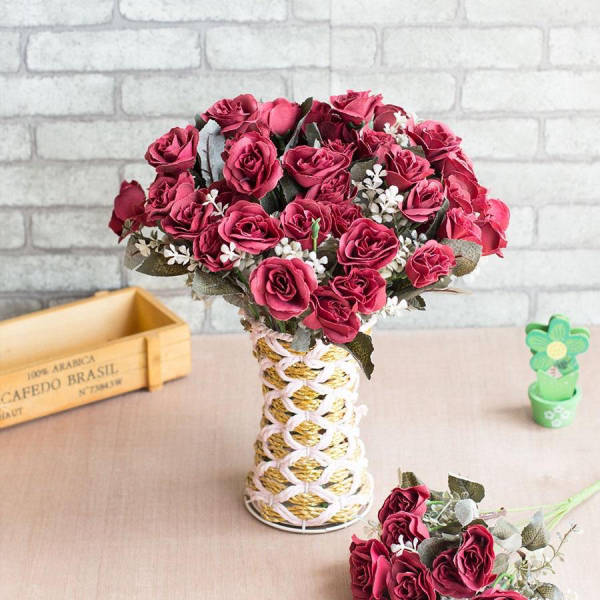 Bouquet Rose Rouge Foncé Artificielle | Royaume Éternel