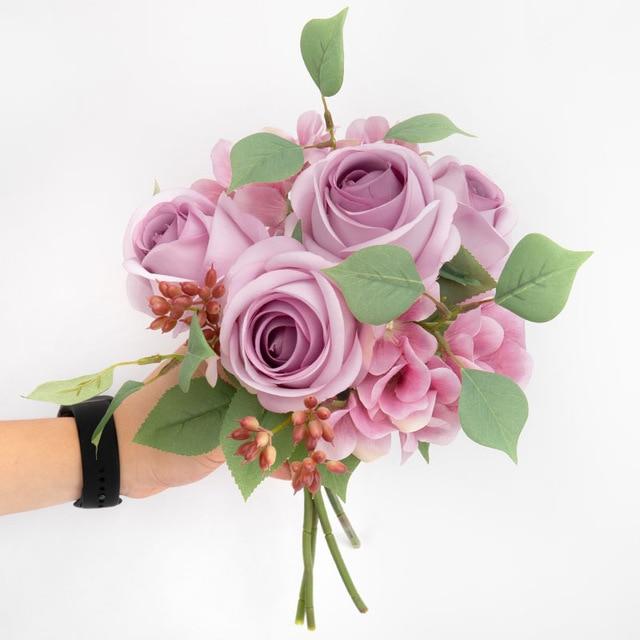 Bouquet Roses Violettes Artificielles | Royaume Éternel