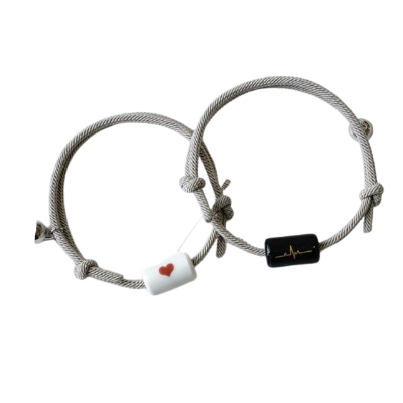Bracelet Couple Battement de Cœur Gris
