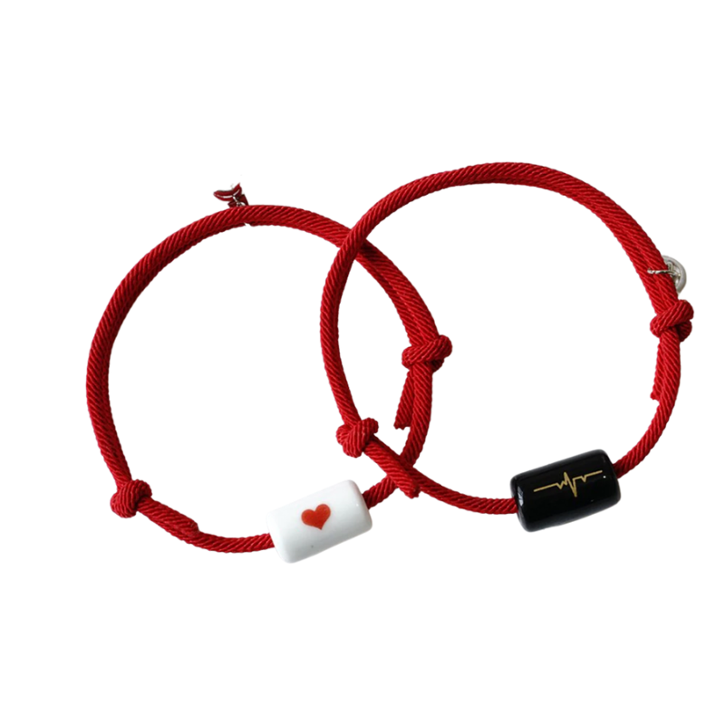 Bracelet Couple Battement de Coeur Rouge