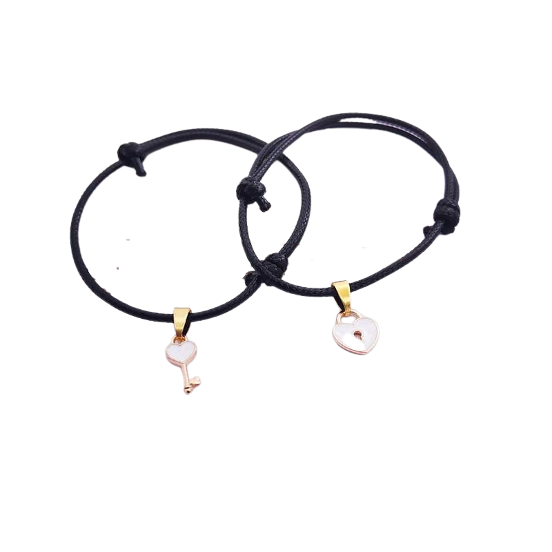 Bracelet Couple Clef Cadenas Blanc