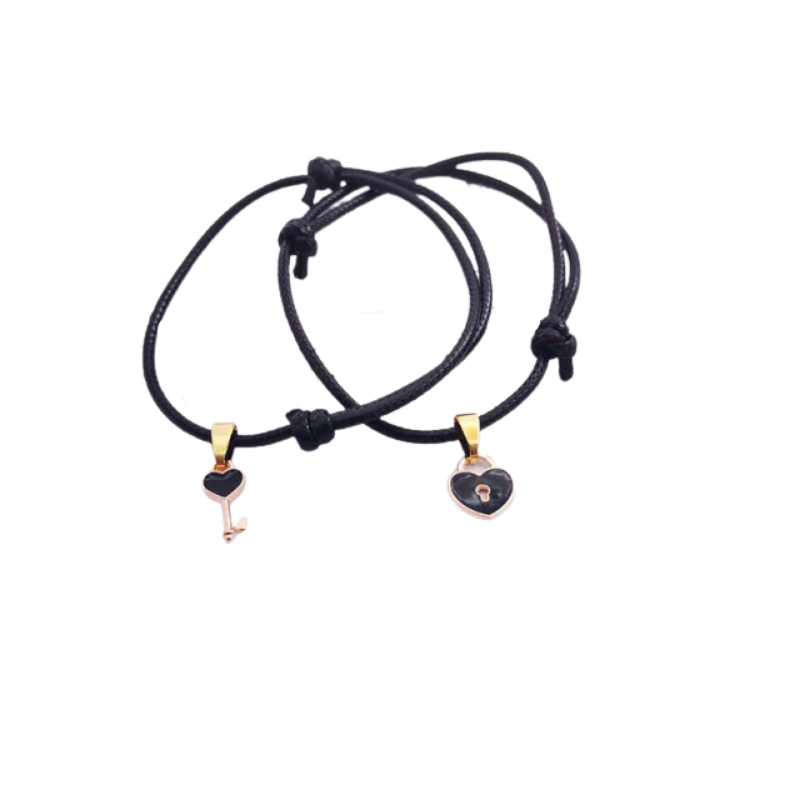 Bracelet Couple Clef Cadenas Coeur