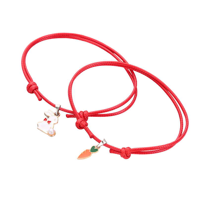 Bracelet Couple Lapin Carotte Rouge