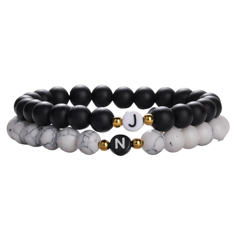 Bracelet Couple Perle Initiale