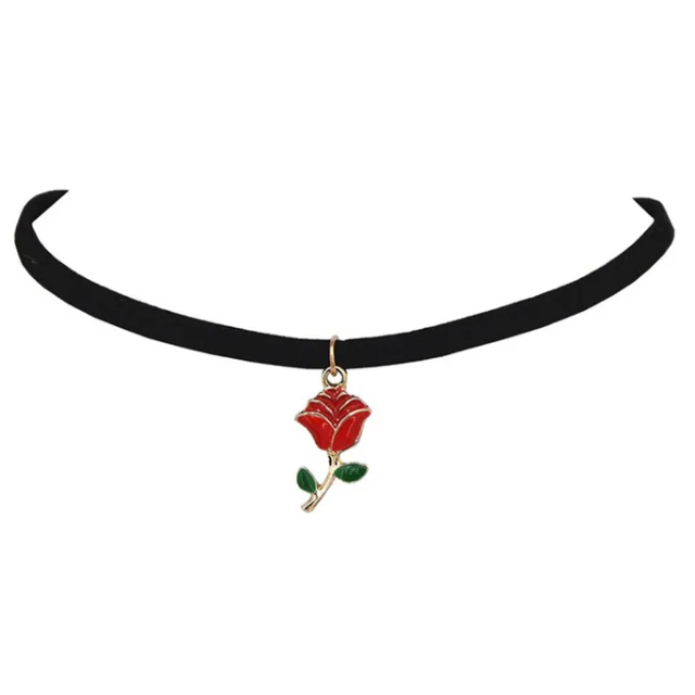collier rose eternelle rouge