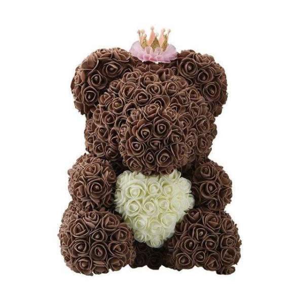 Ours en Rose Artificielle Marron | Royaume Éternel