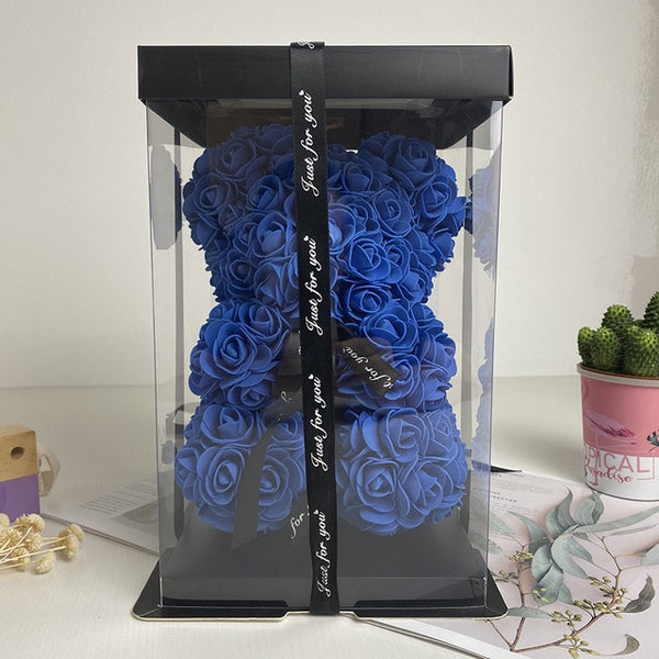 ours en rose eternelle bleu coffret