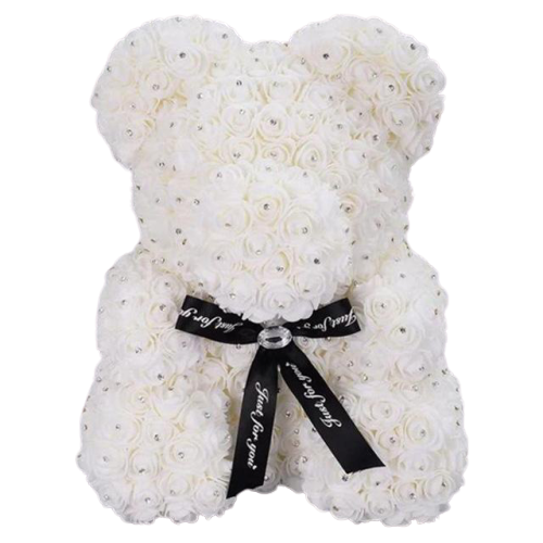 ours en rose fleur blanche