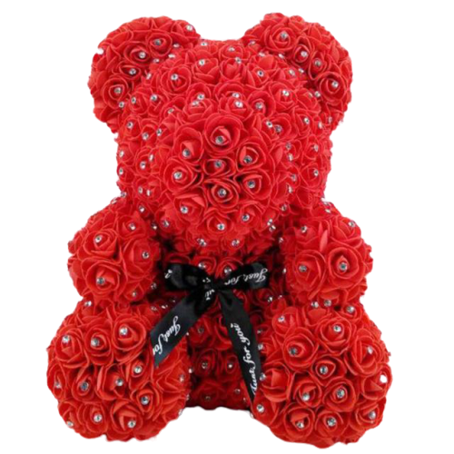 ours en rose fleur rouge