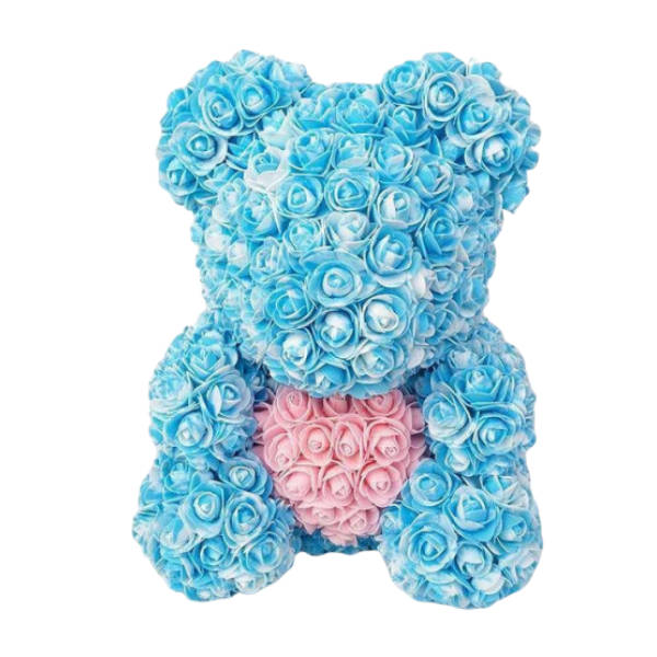 Ourson en Rose Bleu avec Cœur | Royaume Éternel