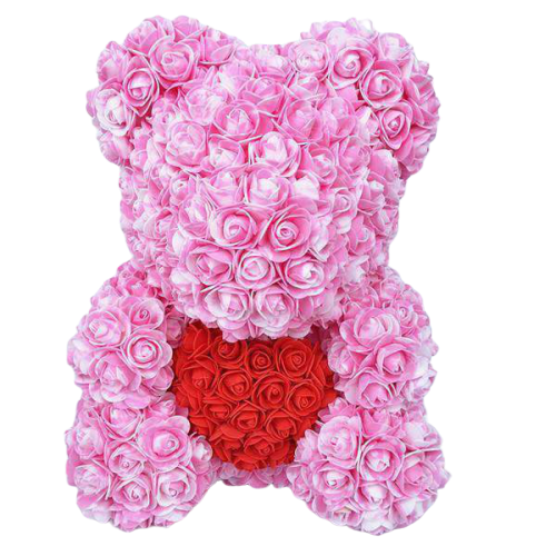 Ourson en Rose Cœur Rouge | Royaume Éternel