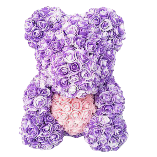 Ourson en Rose Violet avec Cœur | Royaume Éternel