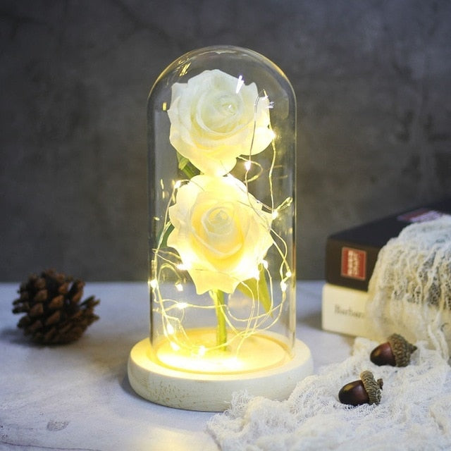 Rose Éternelle Blanche Naturelle Préservée – Fleur Blanche Longue Tige 50 Cm – Cadeau Romantique Anniversaire Ou Saint-Valentin Fabriquée En Espagne