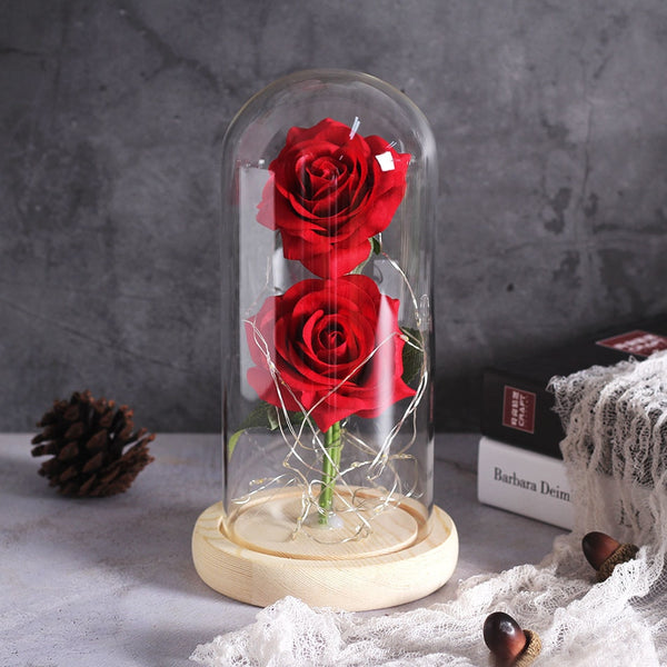 double rose eternelle rouge