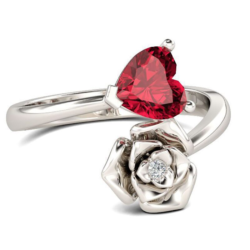 bague en forme de rose rouge