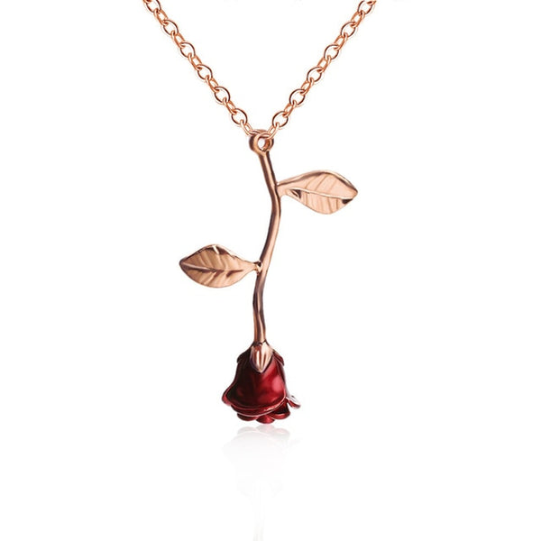 collier rose eternelle la belle et la bete