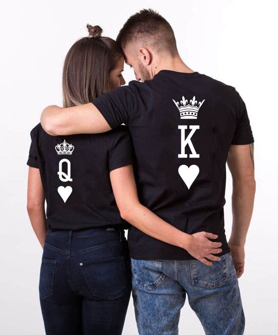 T-shirt couple King cœur Queen