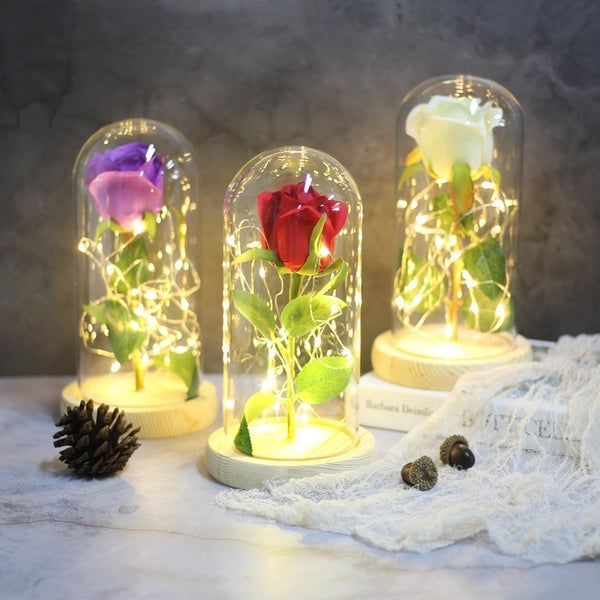 trois roses eternelles lumineuses