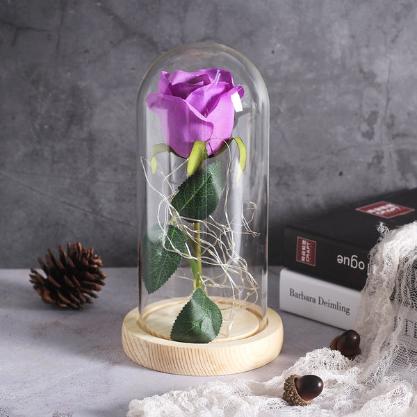 rose eternelle sous cloche violette