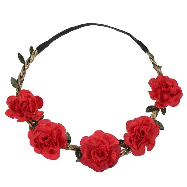 Couronne de Fleurs Bandeau Rouge