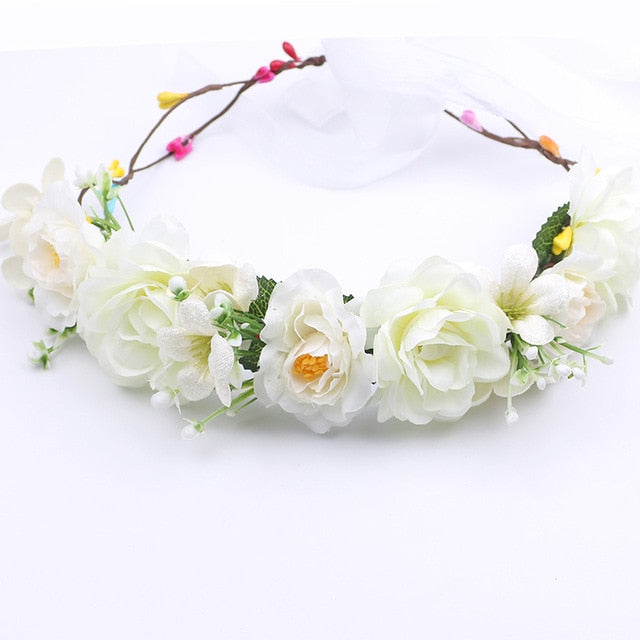 Couronne de Fleurs Blanches Mariée