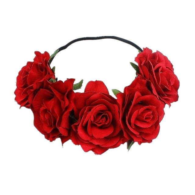 Couronne de Fleurs Rose Rouge