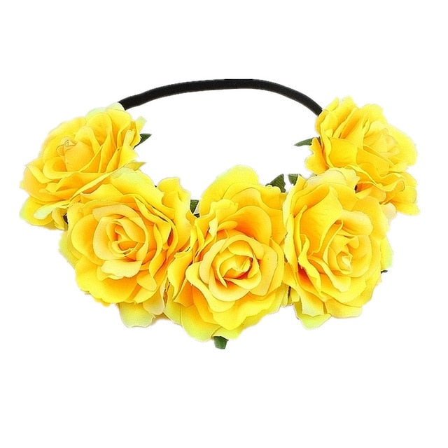 Couronne de Fleurs Fausses Jaunes
