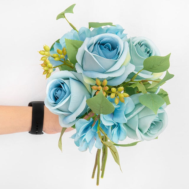 Bouquet Rose Éternelle Bleue Artificielle