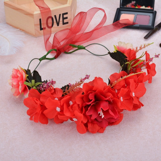 Couronne de Fleurs Rouge Mariage