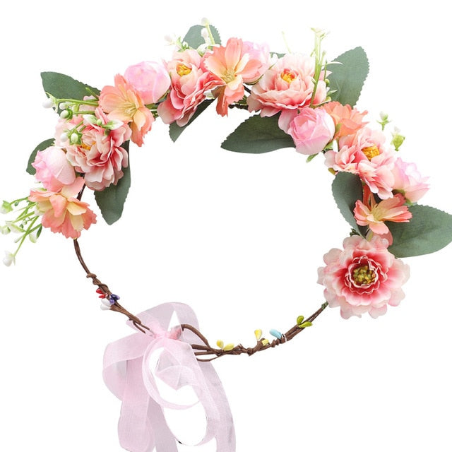 Couronne de Fleurs Rose Pale