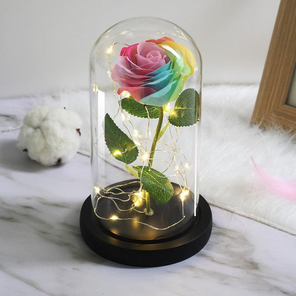 rose eternelle lumineuse multicolore