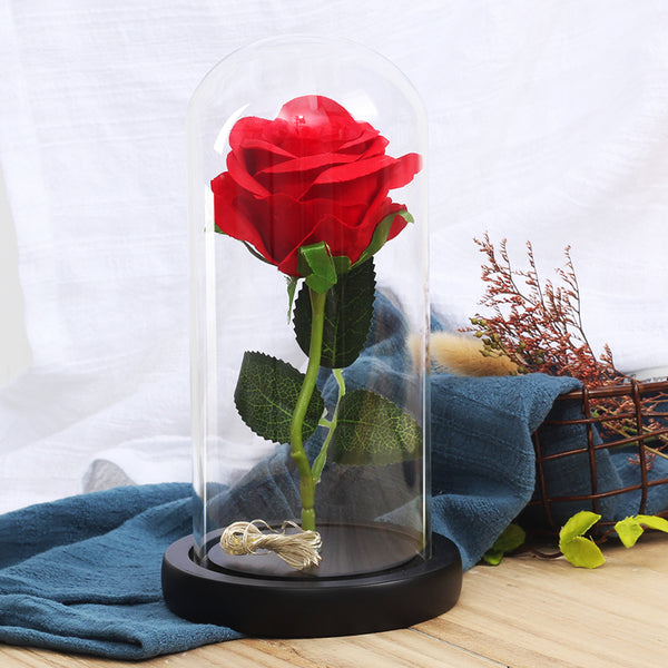 rose eternelle sous cloche rouge