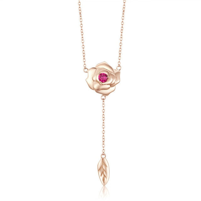 collier pendentif rose eternelle