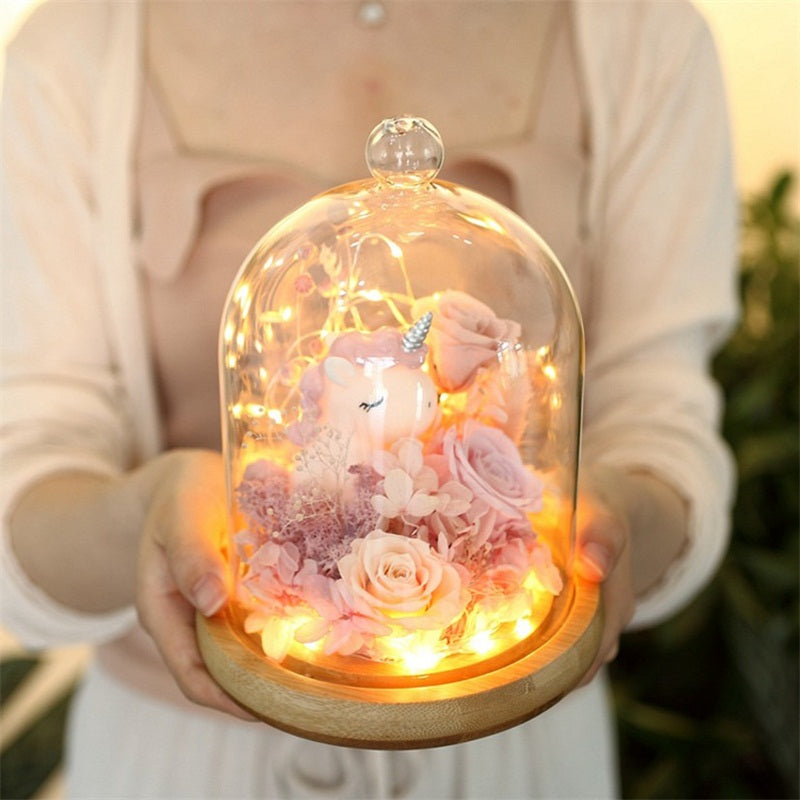 rose eternelle sous cloche licorne