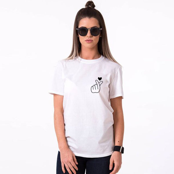 T-shirt Couple finger heart