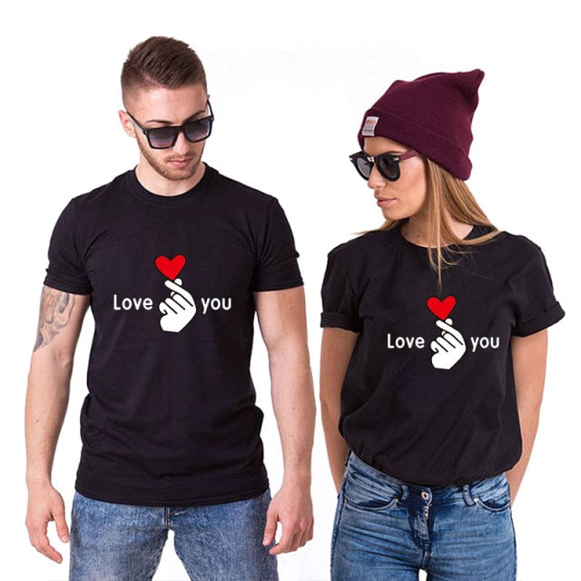 T-shirt Couple Love You Assorti Noir