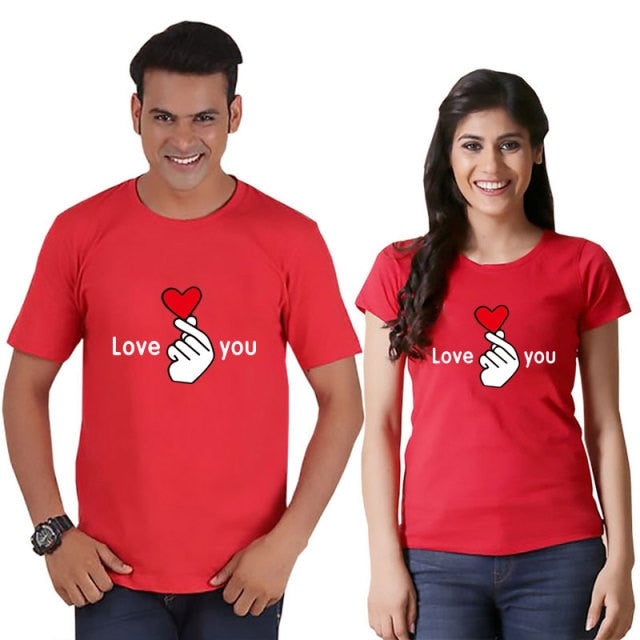 T-shirt Couple Love You Assorti Rouge