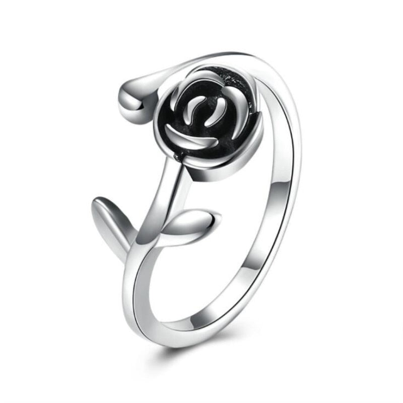 bague avec fleur rose