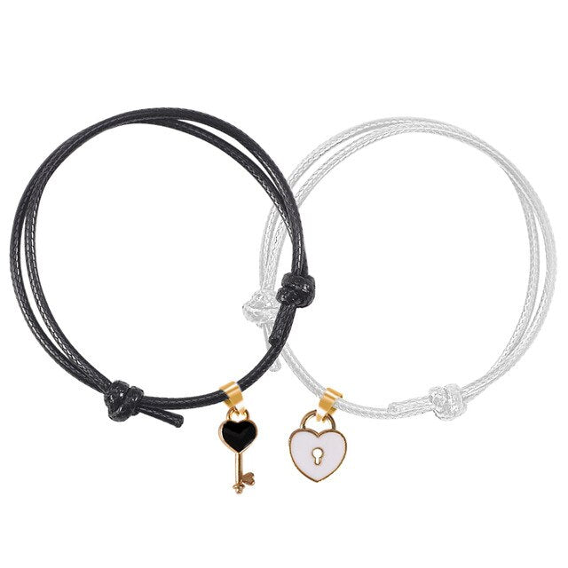 Bracelet Couple Cadenas Coeur Clef