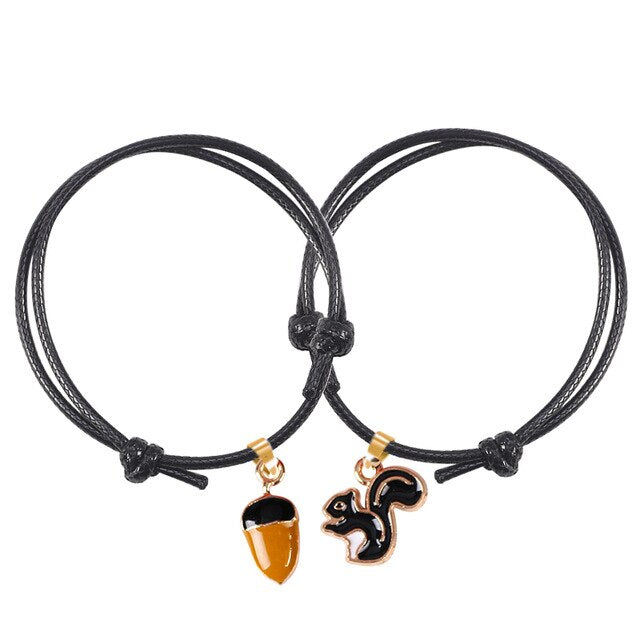 Bracelet Couple Écureuil et Noix
