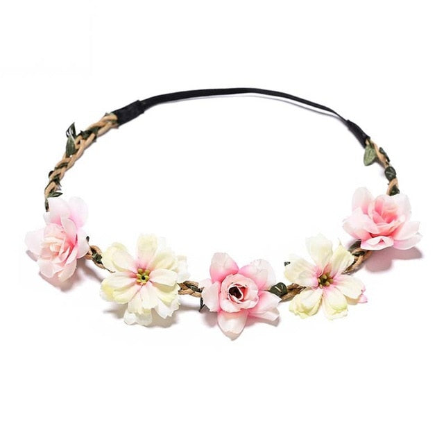 Couronne de Fleurs Rose et Blanche