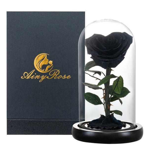 rose eternelle noire en forme de coeur
