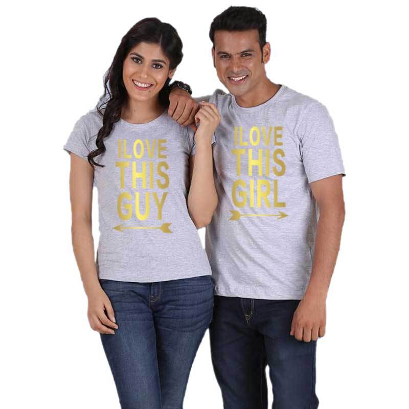 T-shirt Couple Love Assorti Gris