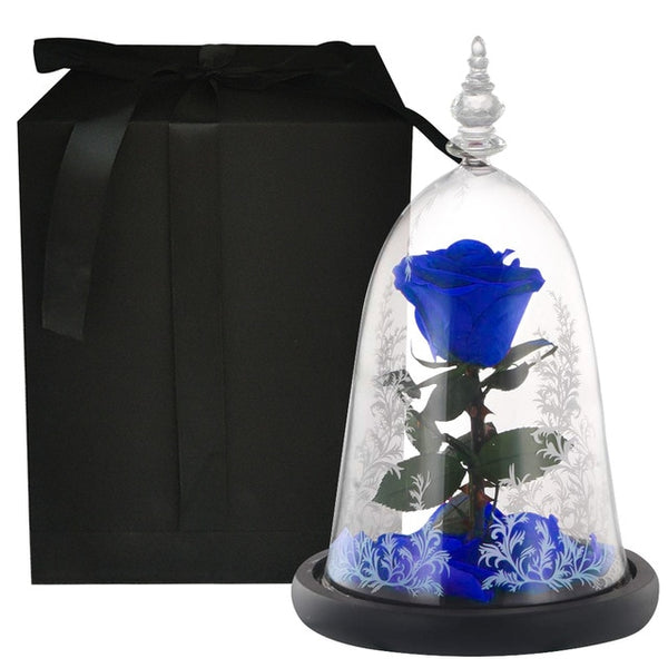 Rose Éternelle Belle et la Bête Bleu boite cadeau