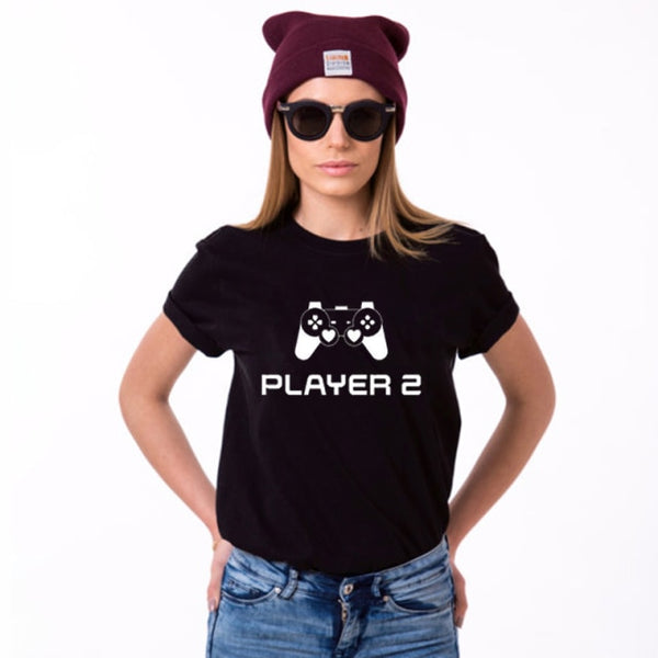 T-shirt Couple Player Noir