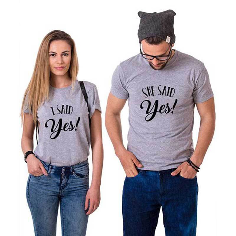 T-shirt Couples Annonce Mariage Gris